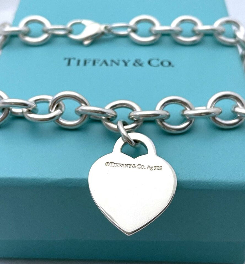 Please Return to Tiffany & Co Silver New York 925 Heart Tag Necklace 15.5"