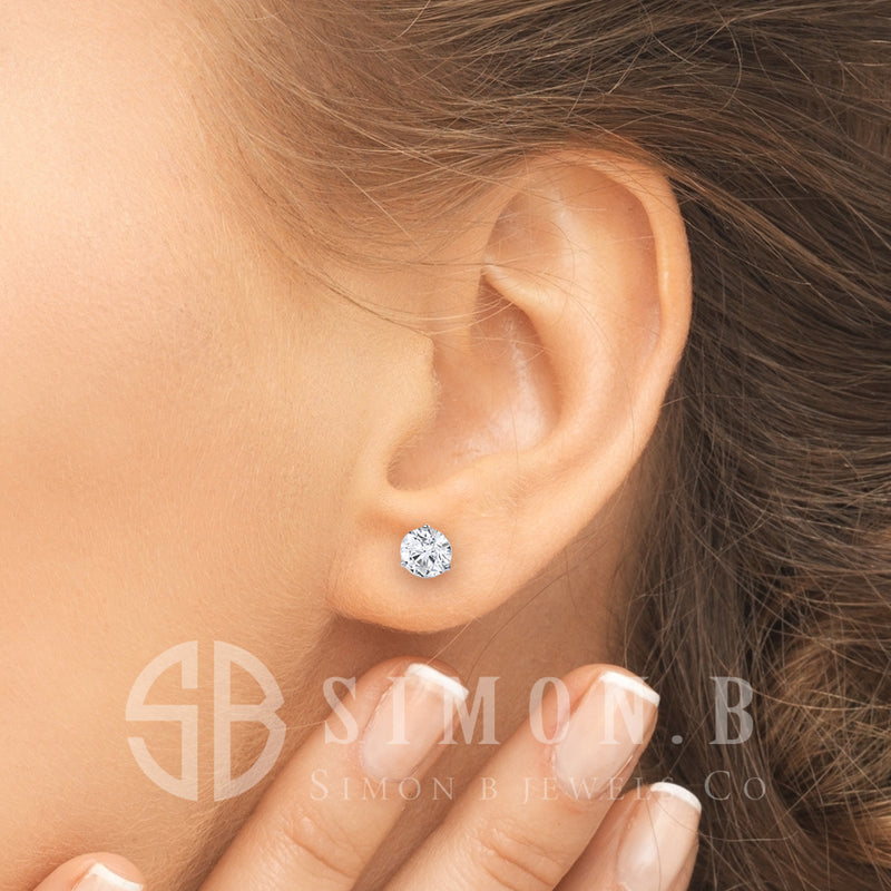 2.50 ctw Round Brilliant Diamond Studs Earrings Set In 14k White Gold