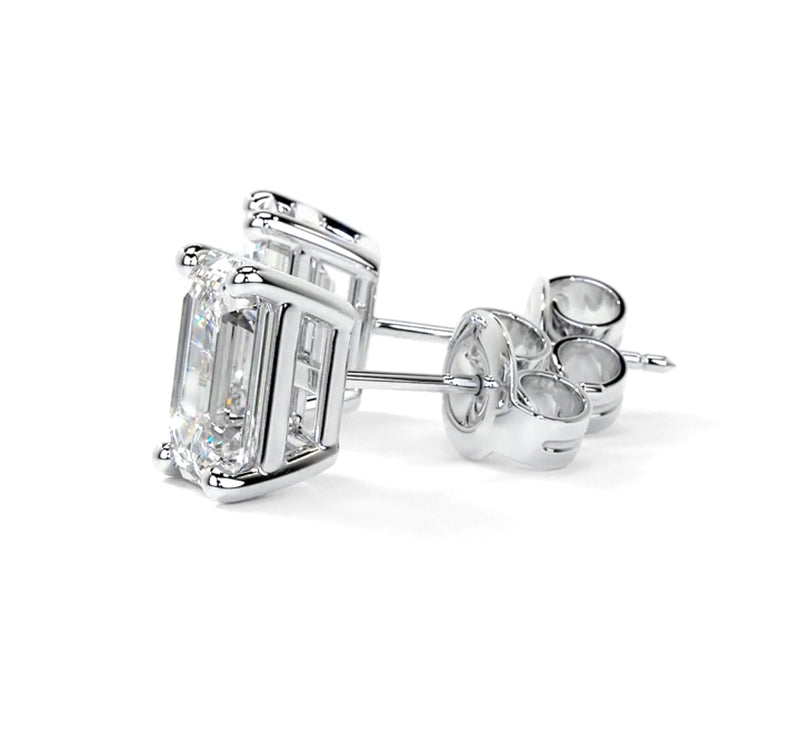 4.00 ctw Emerald cut Diamond Studs Earrings Set In 14k White Gold