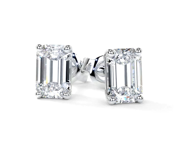 4.00 ctw Emerald cut Diamond Studs Earrings Set In 14k White Gold