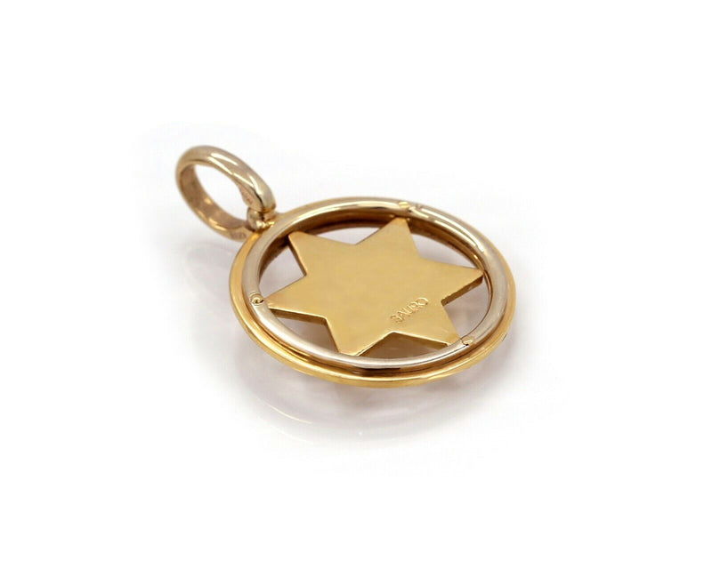 SAURO 18k Solid Gold Two Tone Star Of David Pendant RARE~ Vintage - simonbjewels.co