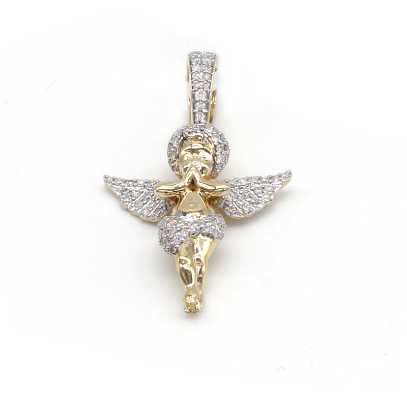 0.85 Carat F-VS Natural Diamond Baby Angel Pendant Solid 14k Gold - simonbjewels.co