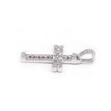 1/8 Carat F-VS Natural Diamond Cross Pendant Solid 14k White Gold - simonbjewels.co