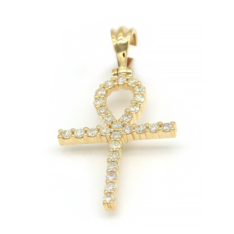 1 Carat F-VS Natural Round Diamond Cross Pendant Solid 14k Gold - simonbjewels.co