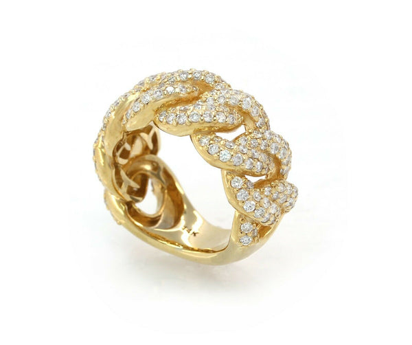 14K Yellow Gold Diamond Men's Cuban Link Ring 2.00CT 100% Natural Diamonds - simonbjewels.co