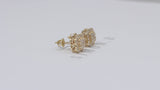 0.89 carat Round Diamond Micro-pave Clover earrings in 14k Yellow Gold