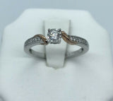 Round Diamond 14 Karat White Rose Gold Engagement Ring Over Sterling 925 - simonbjewels.co