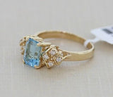 1.75ctw. Aquamarine .10ctw. Diamond Solitaire Cocktail Rng 14k Yellow Gold - simonbjewels.co