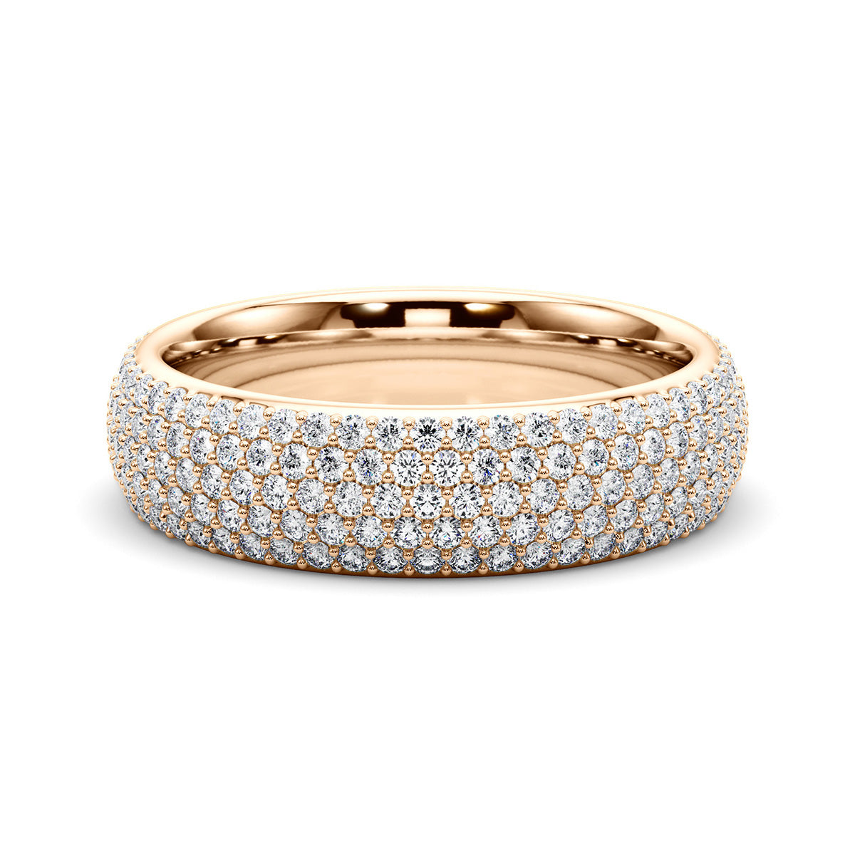 1.50 carat micro pave diamond wedding band in 14k rose gold