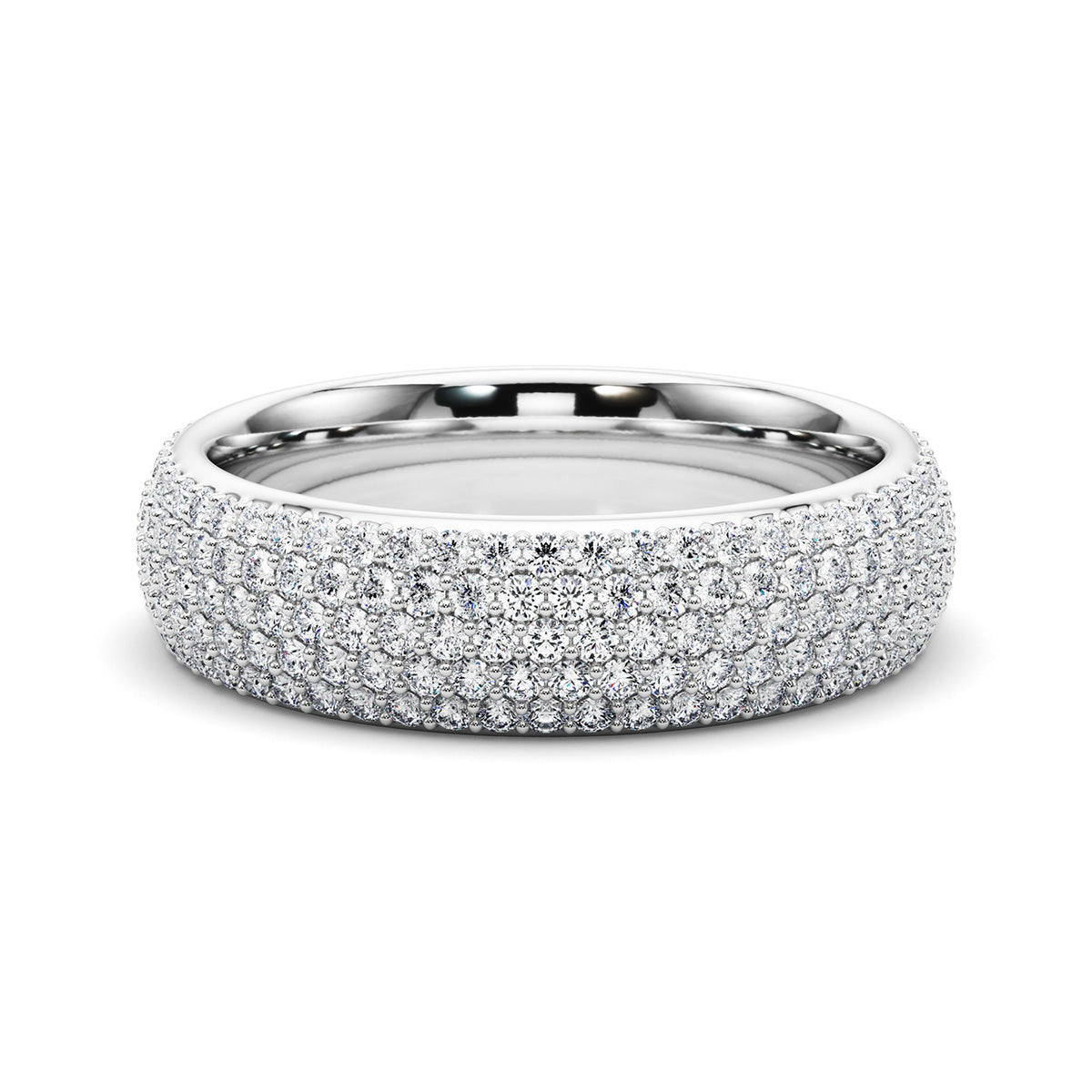 1.50 carat micro pave diamond wedding band in 14k white gold