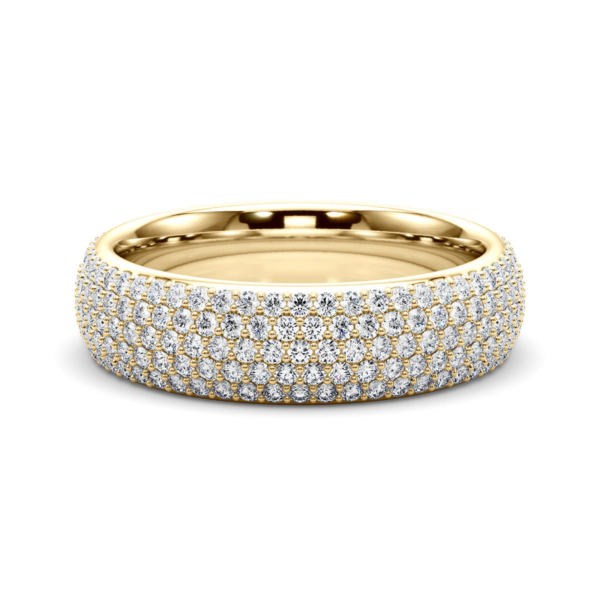 1.50 carat micro pave diamond wedding band in 14k yellow gold