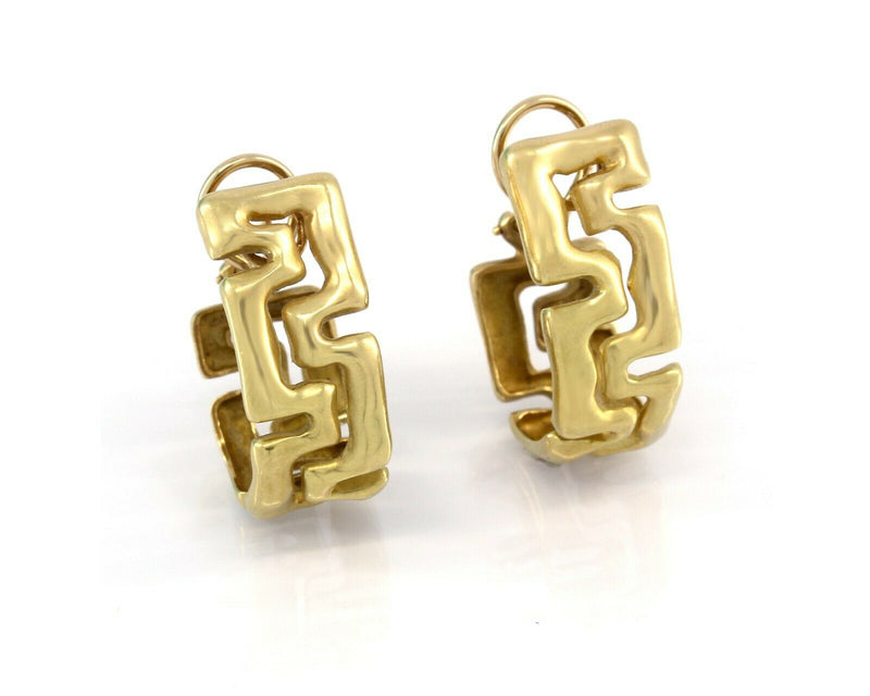 Tiffany & Co.18kt Yellow Gold Etruscan Greek Key Pattern Earrings - simonbjewels.co