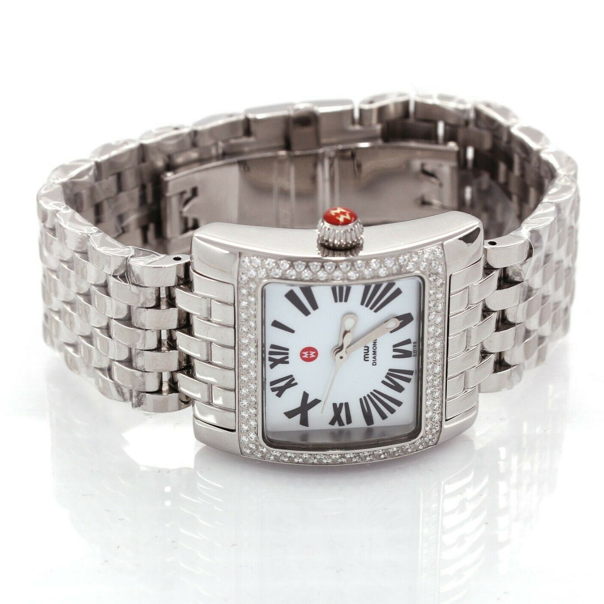 Michele MW2 Watch Michele 71-7000 MW2 Diamonds Steel Square Large 36 mm Swiss  main image 2