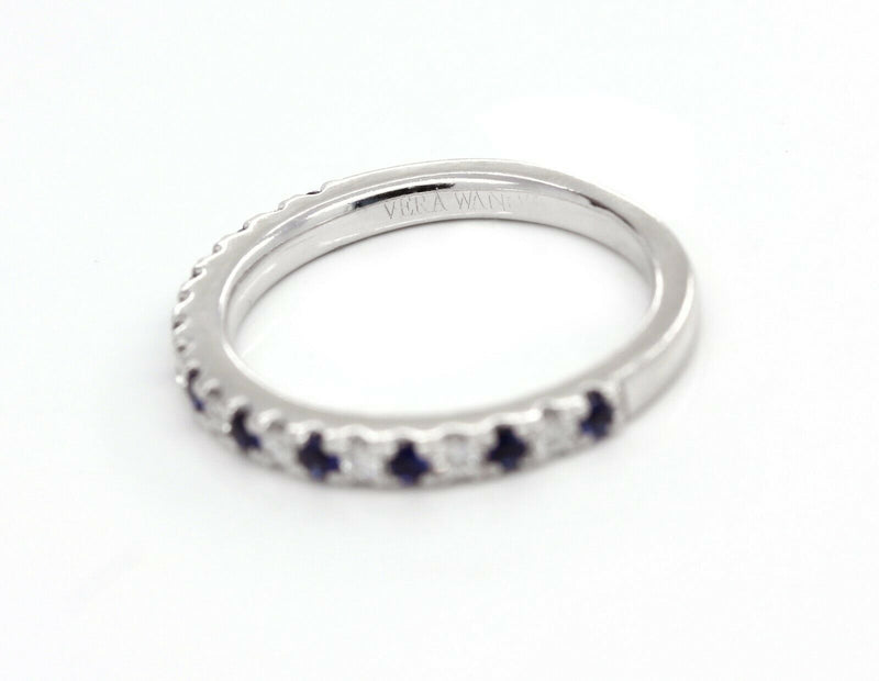 Vera Wang Love 14K White Gold Ring Diamond Blue Sapphire Wedding Band - simonbjewels.co