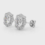 2.35 Carat F-VS Halo Diamond Studs Earrings set in 14k White Gold