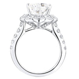 3.70 ct Round Diamond Engagement ring Halo setting with oval cut diamonds - simonbjewels.co