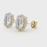 2.35 Carat F-VS Halo Diamond Studs Earrings set in 14k White Gold