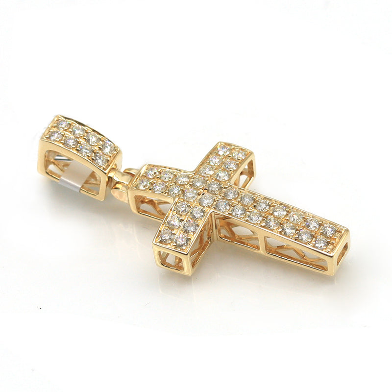 1 Carat F-VS Natural Round Diamond Cross Pendant Solid 14k Gold - simonbjewels.co