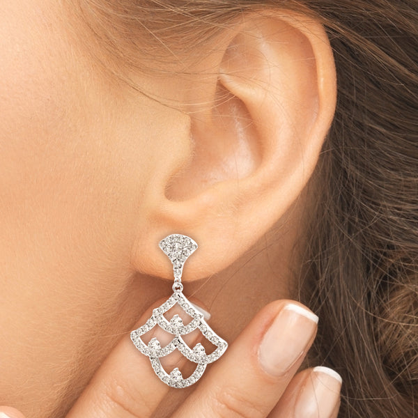 2.20 carat Round Diamond Micropave Chandelier Drop earrings set in 14K Gold - simonbjewels.co