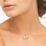 0.25 Ct Marquise Diamond Micropave Butterfly Pendant (0.40ct) Necklace in 18k White Gold - simonbjewels.co