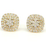 2.61 ctw Round Natural Diamond Pave Cluster Earrings in 14k Yellow Gold - simonbjewels.co