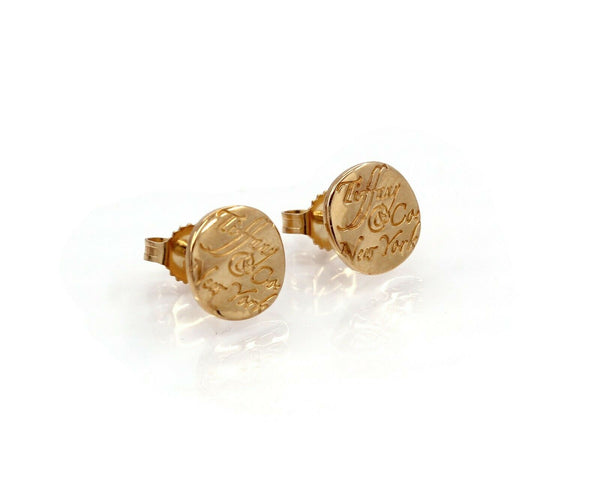 TIFFANY & Co. 18K Yellow Gold Notes Round Stud Earrings - simonbjewels.co
