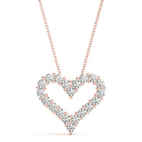 1.00 ct Round cut Diamond Heart Pendant 18K White Gold - simonbjewels.co