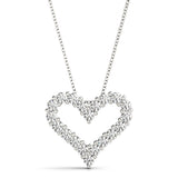 1.00 ct Round cut Diamond Heart Pendant 18K White Gold - simonbjewels.co