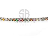 10CT. Multi-Color Genuine Gemstone Rainbow heavy Platinum Tennis Bracelet - simonbjewels.co