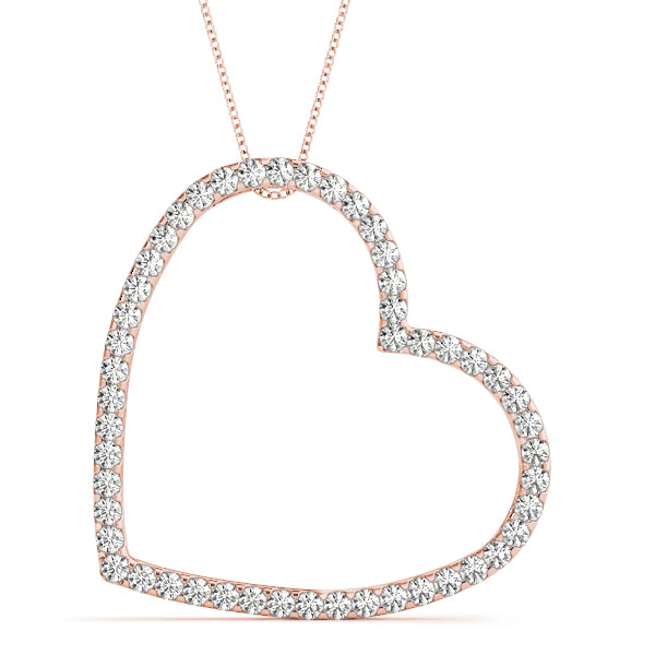 2.00 ct Round Diamond open Heart Pendant 18K White Gold - simonbjewels.co