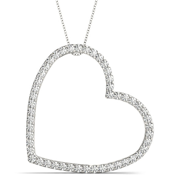 2.00 ct Round Diamond open Heart Pendant 18K White Gold - simonbjewels.co