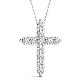 1.00 ct Round cut Diamond Cross Religious Diamond Pendant 18K White Gold - simonbjewels.co