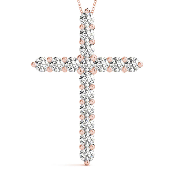 2.25 Carat Round cut Diamond Cross Religious Diamond Pendant 14K White Gold - simonbjewels.co