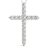 2.25 Carat Round cut Diamond Cross Religious Diamond Pendant 14K White Gold - simonbjewels.co