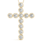 1.00 Carat Round cut Diamond Bezel set Cross Pendant Necklace in 14K White Gold - simonbjewels.co