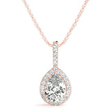 1.25 ct Pear shaped Diamond Halo Round Diamond Pendant Necklace 18k Gold - simonbjewels.co