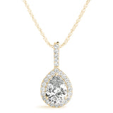 1.25 ct Pear shaped Diamond Halo Round Diamond Pendant Necklace 18k Gold - simonbjewels.co