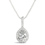 1.25 ct Pear shaped Diamond Halo Round Diamond Pendant Necklace 18k Gold - simonbjewels.co