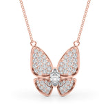 0.25 Ct Marquise Diamond Micropave Butterfly Pendant (0.40ct) Necklace in 18k White Gold - simonbjewels.co