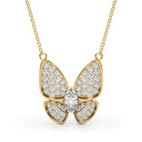 0.25 Ct Marquise Diamond Micropave Butterfly Pendant (0.40ct) Necklace in 18k White Gold - simonbjewels.co