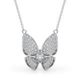 0.25 Ct Marquise Diamond Micropave Butterfly Pendant (0.40ct) Necklace in 18k White Gold - simonbjewels.co