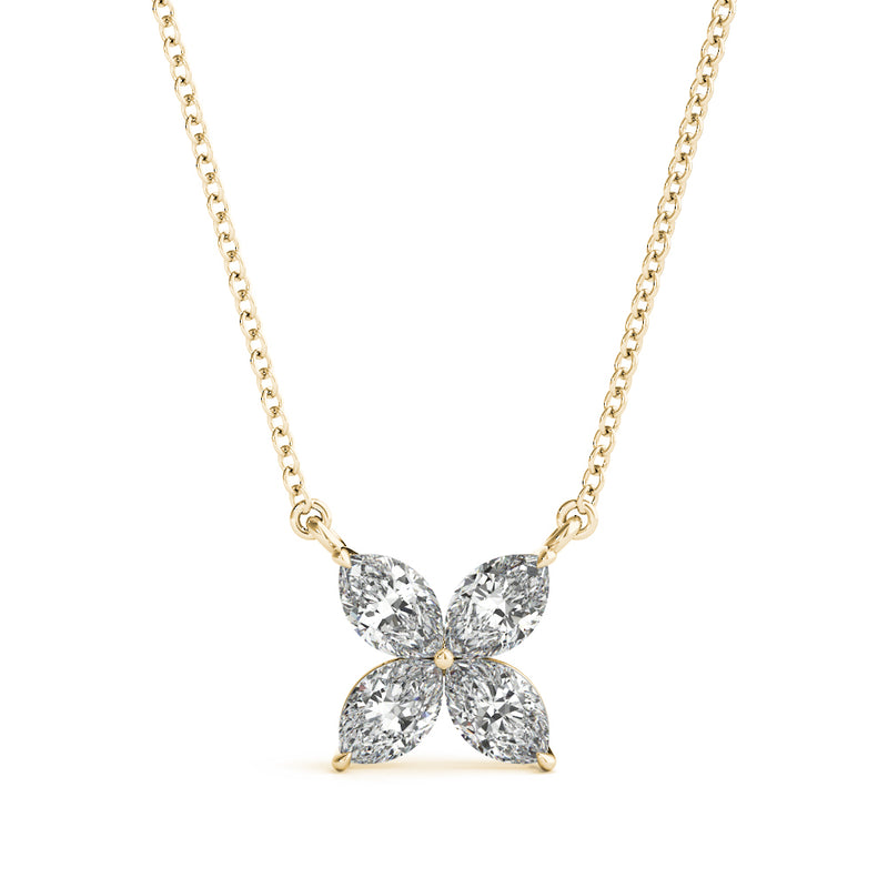 1.25 Carat Marquise cut Diamond Flower pendant Necklace in 14k Gold - simonbjewels.co