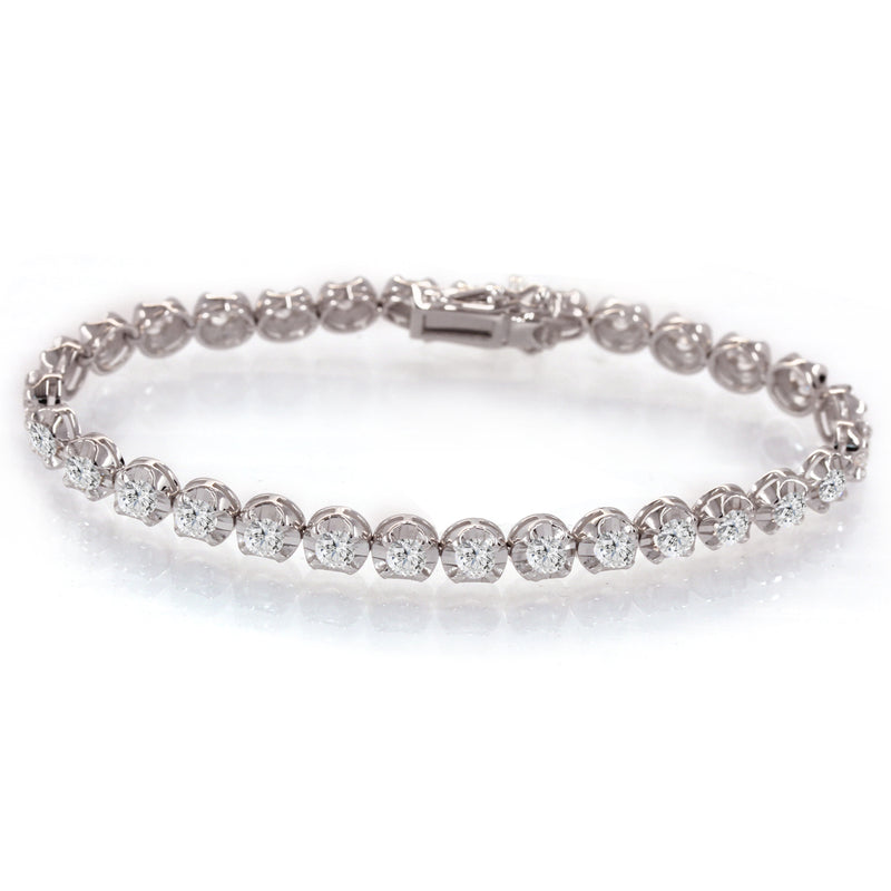 5.50 ctw Round Brilliant Diamond Eternity Tennis Bracelet in 14k White Gold - simonbjewels.co