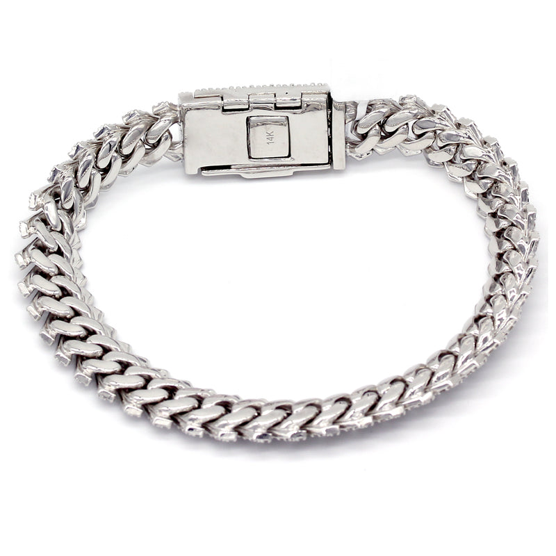 11.50 Carat F-VS Diamond Cuban Link Bracelet 65 Grams 14k White Gold - simonbjewels.co