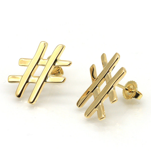 Tiffany & Co Hashtag Earrings Paloma Picasso 18k Yellow Gold - simonbjewels.co