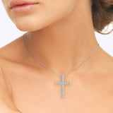 2.25 Carat Round cut Diamond Cross Religious Diamond Pendant 14K White Gold - simonbjewels.co