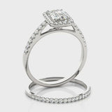 1.00 ct tw Emerald cut Diamond Engagement Ring Setting (1/4 ct tw) In 18k White Gold