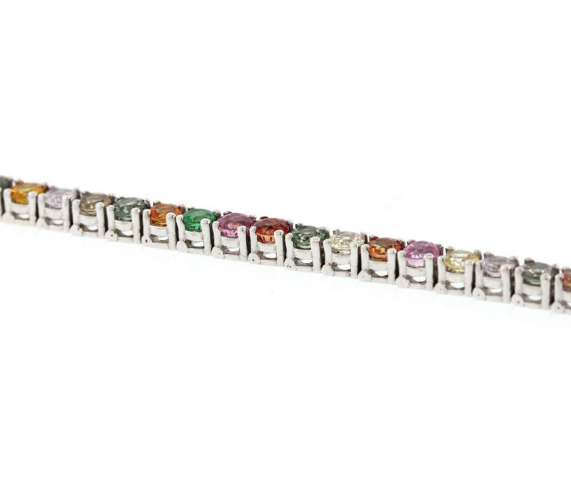 10CT. Multi-Color Genuine Gemstone Rainbow heavy Platinum Tennis Bracelet - simonbjewels.co