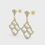 2.20 carat Round Diamond Micropave Chandelier Drop earrings set in 14K Gold