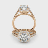 2.00ct Round Cut Infinity Halo Diamond Engagement Ring Setting (0.51ctw) In 14k Gold